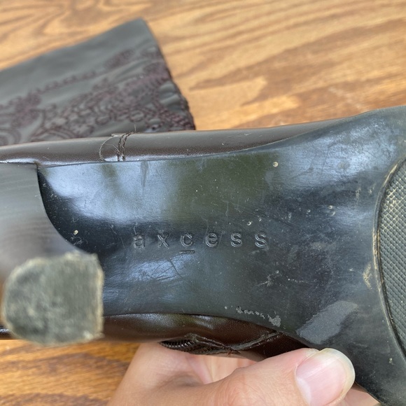 Vintage Y2K Brown Embroidered Floral Heel Boot 7.5 - Picture 6 of 12